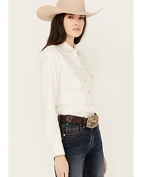 RANK 45® Women's Textured Long Sleeve Pearl Snap Western Riding Shirt
