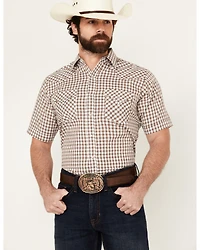 Ely Walker Men's Checkered Print Short Sleeve Snap Western Shirt