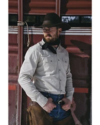 Blue Ranchwear Men's Heavy Twill Long Sleeve Snap Stretch Western Shirt