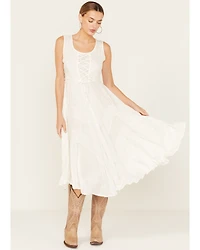 Scully Women's Lace-Up Jacquard Midi Dress