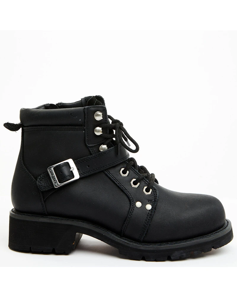 Ad Tec Women's 6" Lace Zipper Biker Boots - Soft Toe