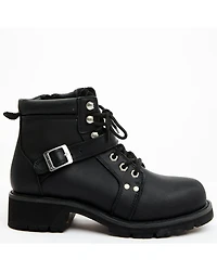 Ad Tec Women's 6" Lace Zipper Biker Boots - Soft Toe