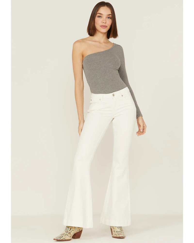 Shyanne Women's Mr. Flare Mid Rise White Cloud Dancer Jeans