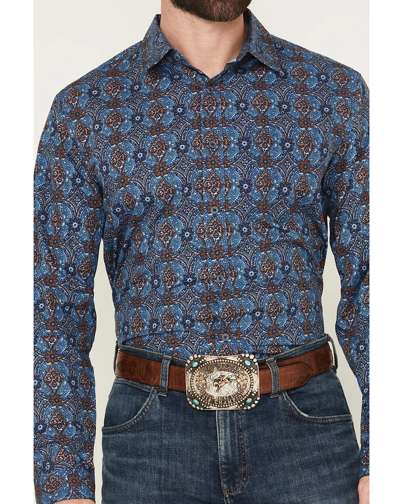 Gibson Trading Co Men's City Limits Medallion Print Long Sleeve Button-Down Stretch Western Shirt