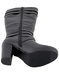 Milwaukee Leather Women's Platform Heel Studded Strap Boot - Round Toe