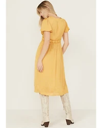 Beyond The Radar Women's Short Sleeve Floral Lace Midi Dress