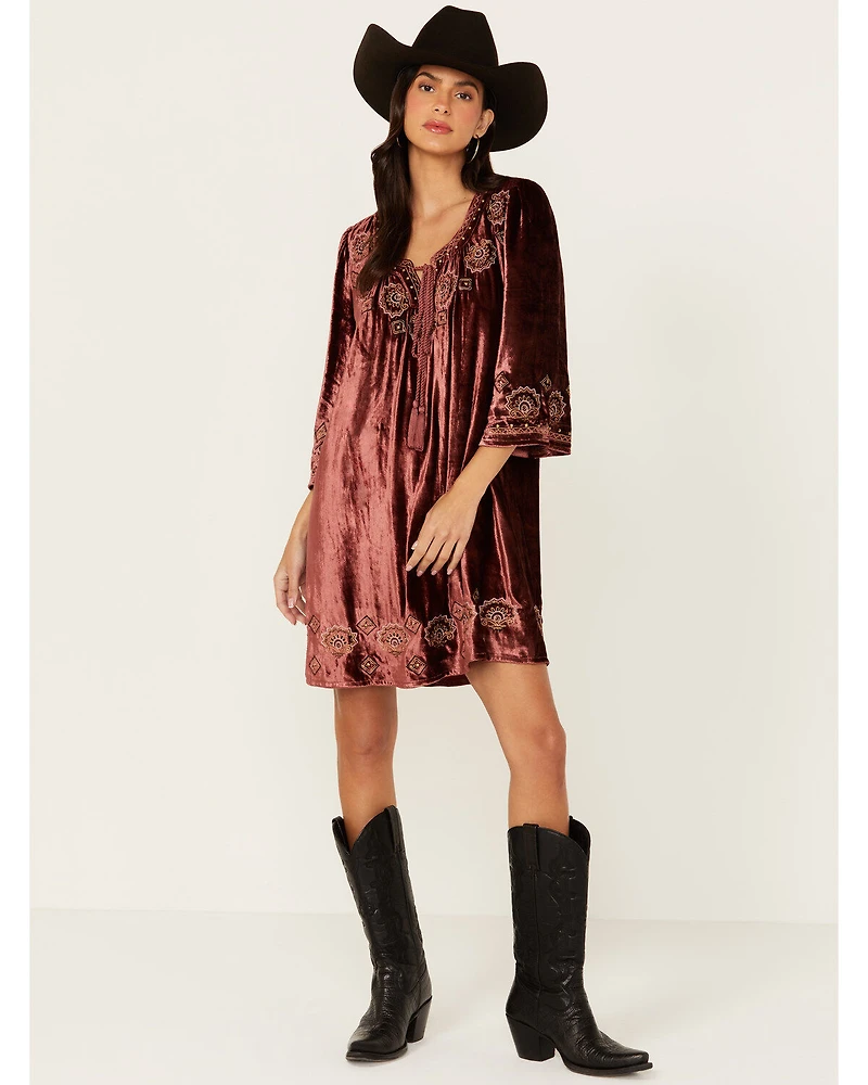 Shyanne Women's Velvet Beaded Mini Dress