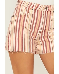 Wrangler Women's Natalie Striped High Rise Retro Cowboy Denim Shorts