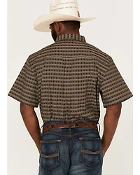 RANK 45® Men's Steer Small Plaid Print Short Sleeve Button-Down Western Shirt