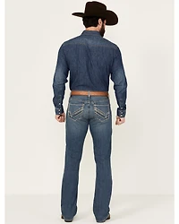 Cinch Men's Ian Medium Stonewash Slim Bootcut Performance Stretch Denim Jeans