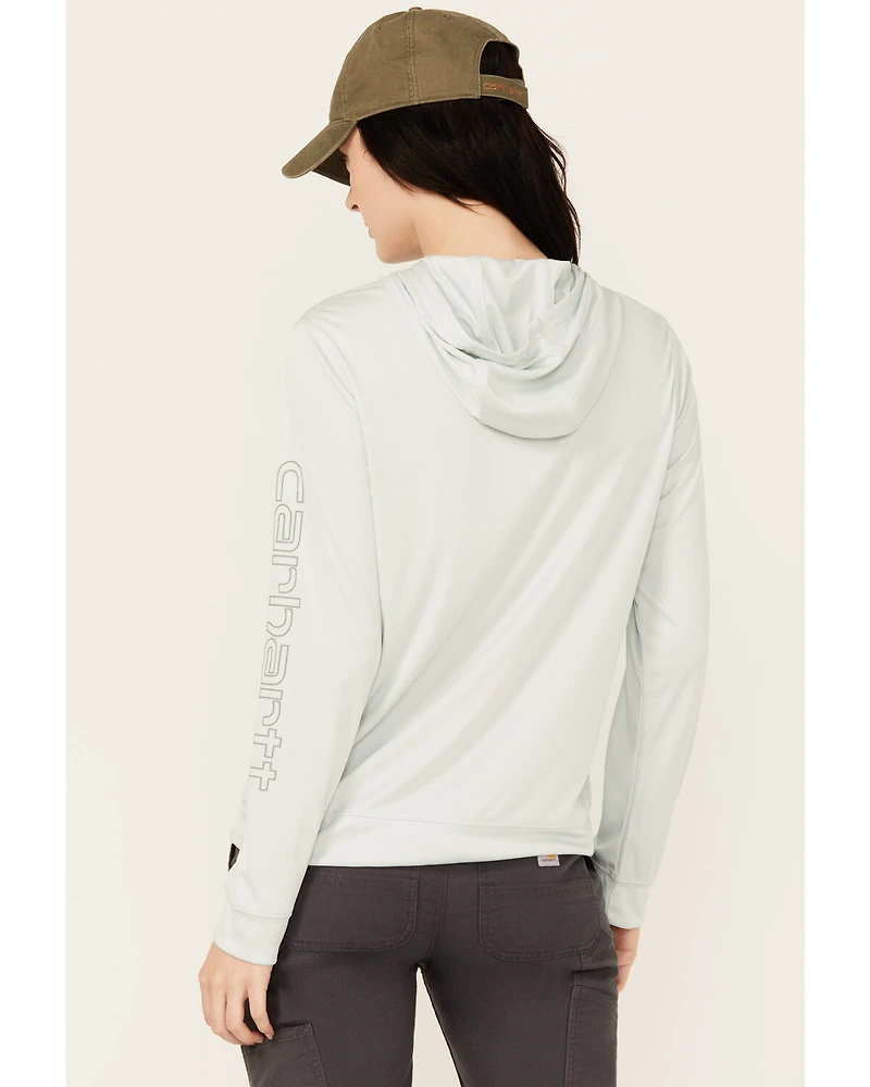 Carhartt Women's Force Sun Defender Relaxed Fit Lightweight Logo Hooded Graphic Long Sleeve