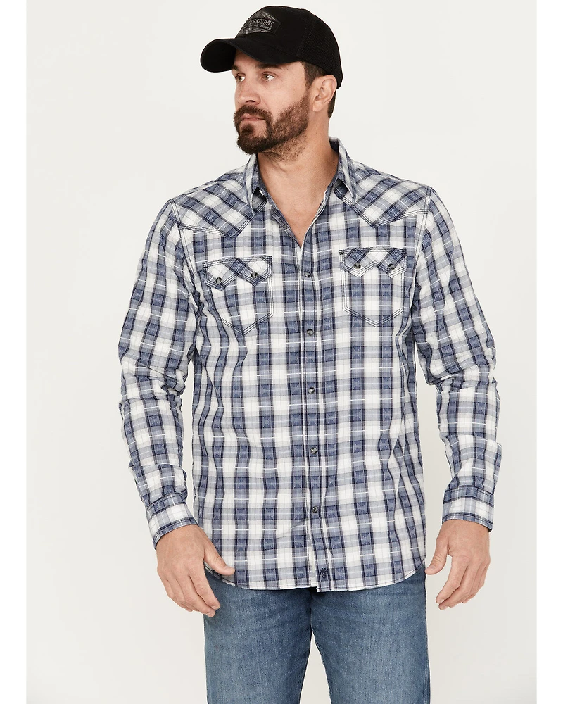 Moonshine Spirit Men's Rattler Plaid Print Long Sleeve Western Snap Shirt
