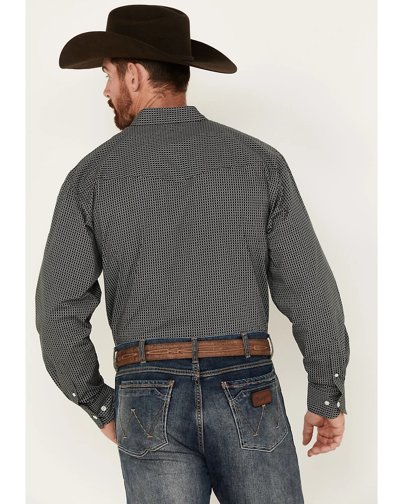 Resistol Men's Troy Geo Print Long Sleeve Button-Down Western Shirt