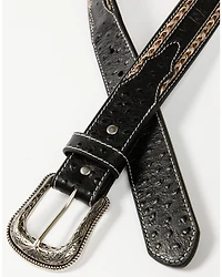 Cody James Men's Horsehair with Floral Tooled Inlay Belt