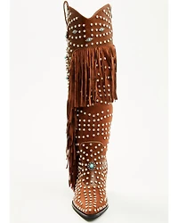 Azalea Wang Women's Bennett Embellished Fringe Tall Fashion Boots - Snip Toe