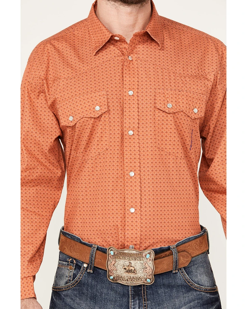 Resistol Men's Diamond Hat Print Long Sleeve Pearl Snap Western Shirt