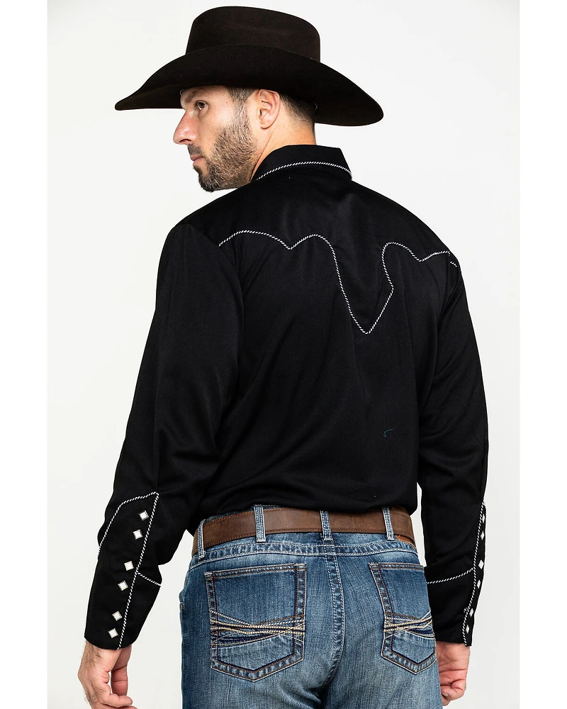 Scully Men's Embroidered Long Sleeve Snap Western Shirt