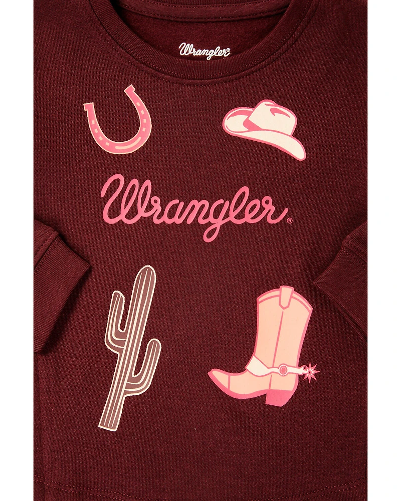 Wrangler Toddler Girls' Conversational Long Sleeve Graphic Shirt