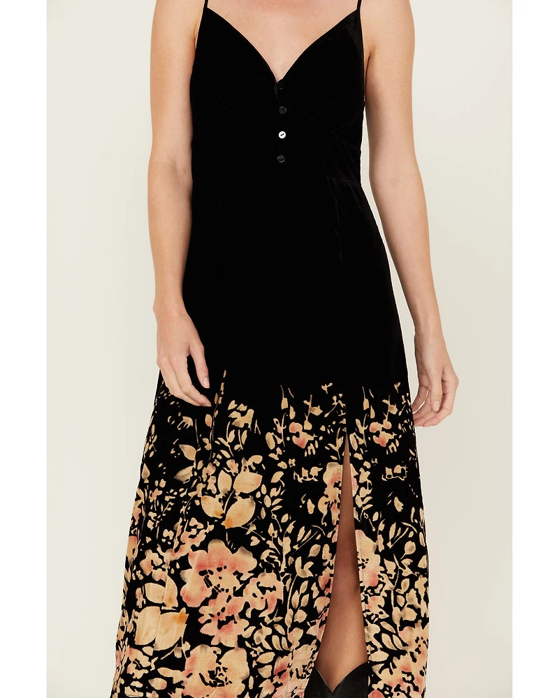 Beyond The Radar Women's Velour Printed Midi Dress