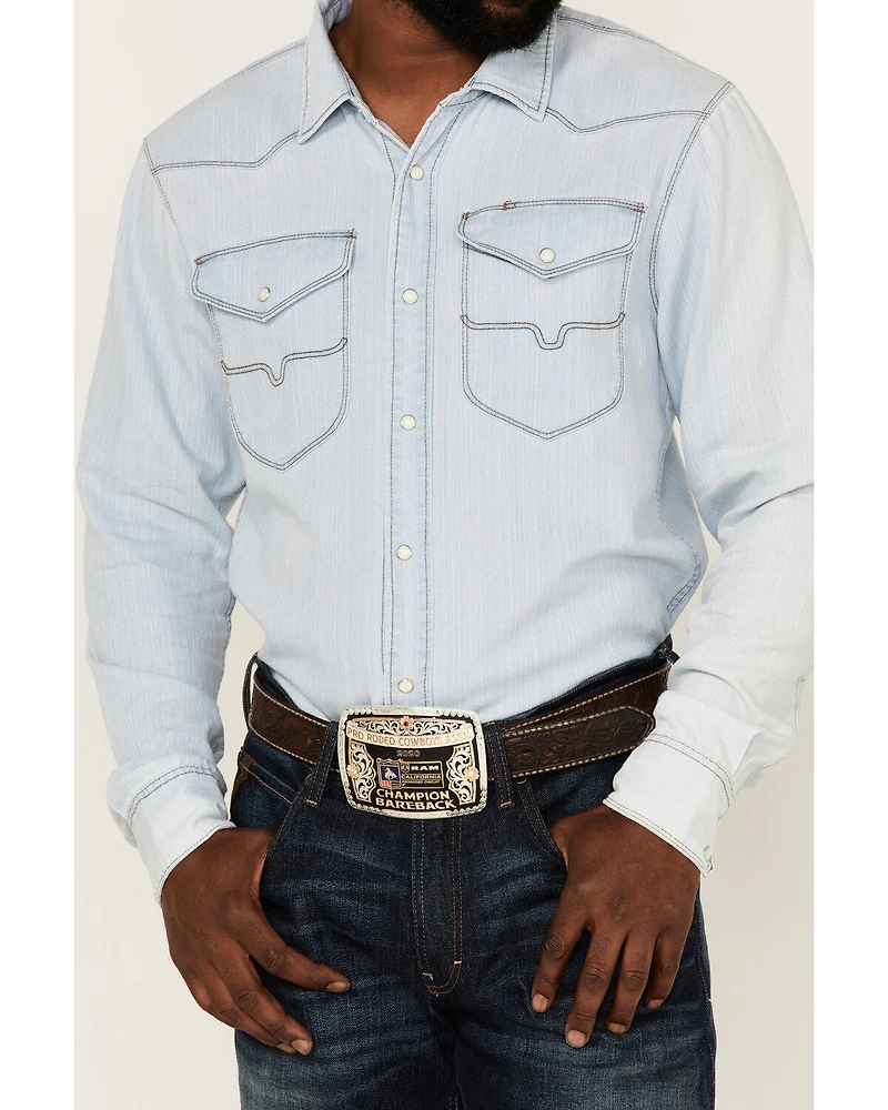 Kimes Ranch Men's Grimes Light Wash Denim Long Sleeve Snap Western Shirt