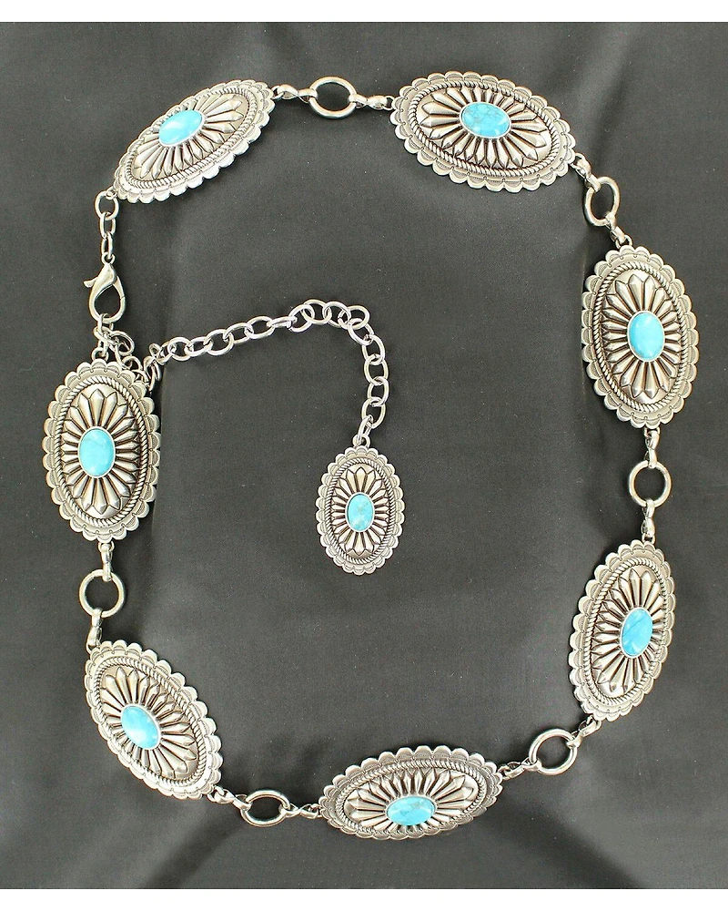 Ariat Women's Oval Turquoise Concho Chain Belt
