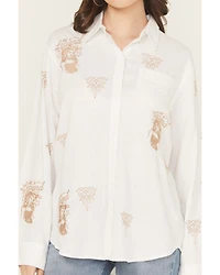 Blue B Women's Western Embroidered Long Sleeve Button-Down Shirt
