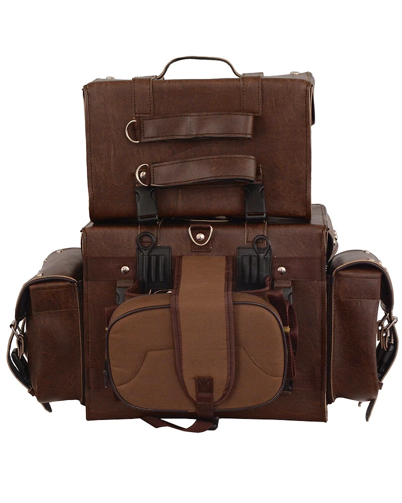Milwaukee Leather Large Antique Four Piece Studded PVC Touring Pack With Barrel Bag