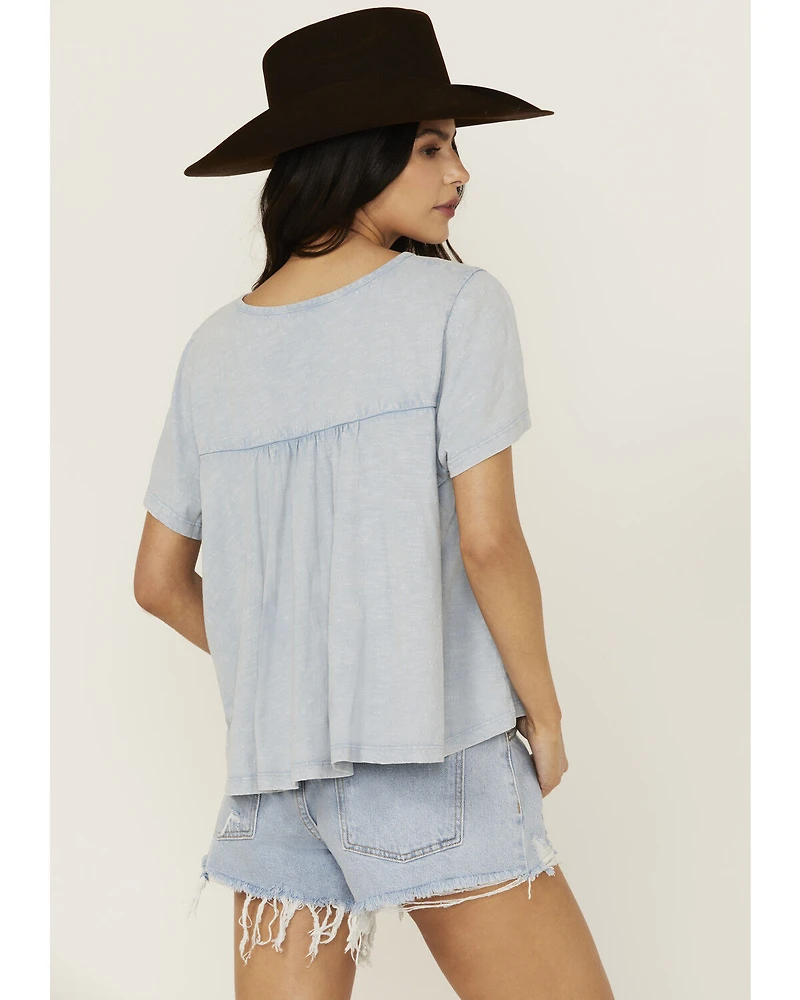 Cleo + Wolf Women's Bella Pintuck Detail Peasant Short Sleeve Blouse