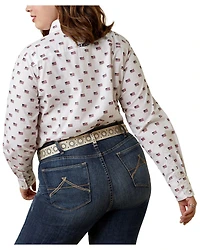 Ariat Women's Kirby USA Print Button-Down Long Sleeve Stretch Western Shirt - Plus