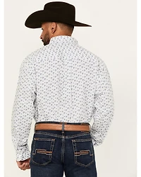 George Strait by Wrangler Men's Floral Striped Long Sleeve Button-Down Stretch Western Shirt - Tall
