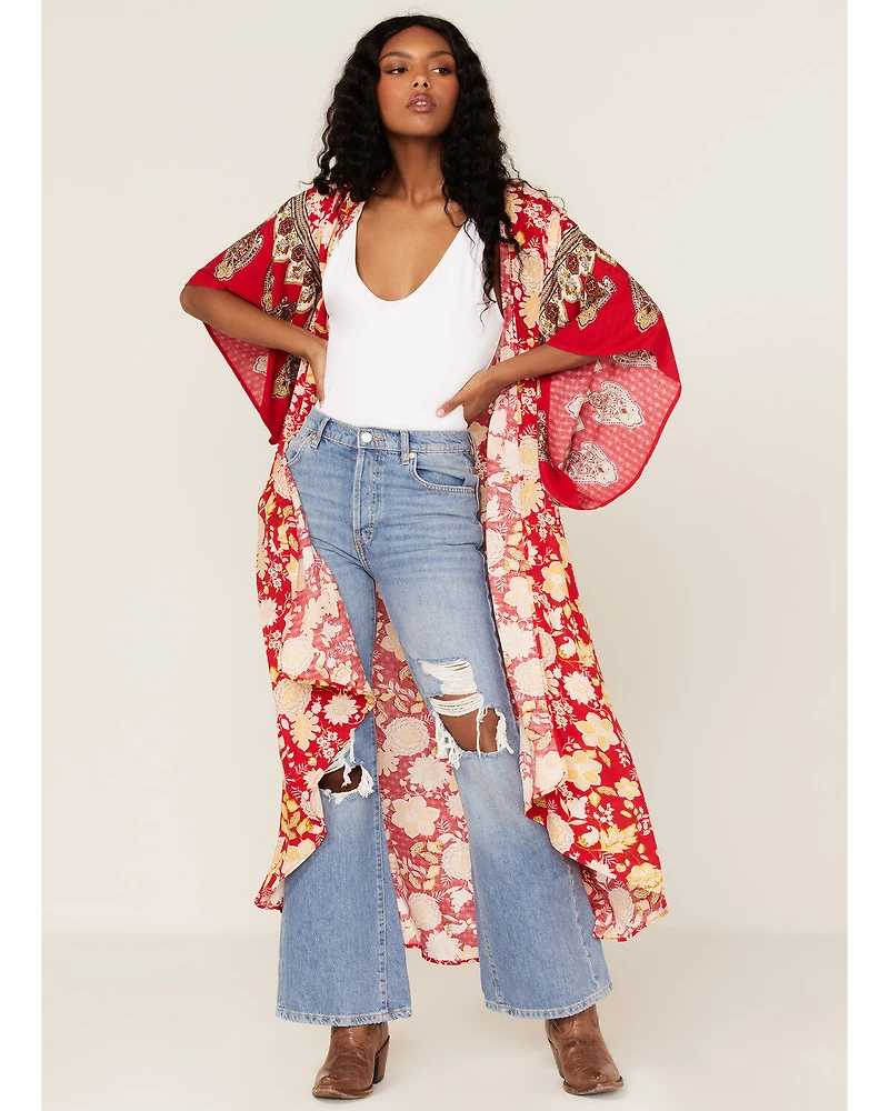 Band of the Free Women's From Paris With Love Floral Print Kimono