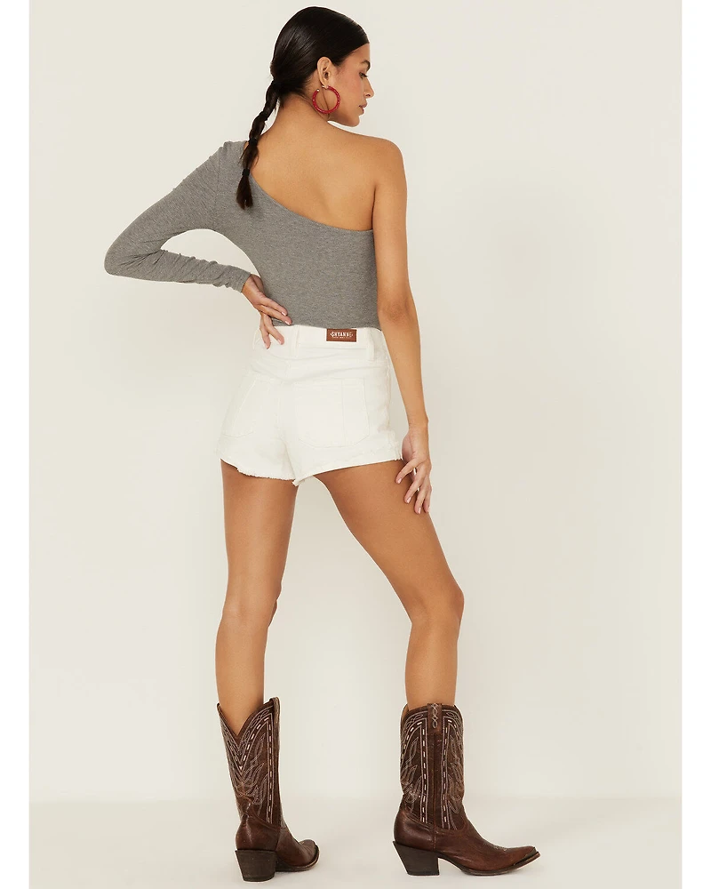 Shyanne Women's High Rise White Rolled Cuff Shorts