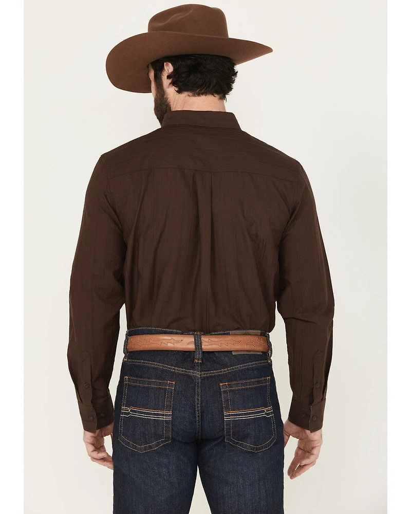 Cody James Men's Old West Tonal Striped Print Long Sleeve Button-Down Western Shirt