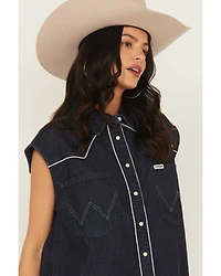 Wrangler Women's Modern Sleeveless Denim Western Shirt
