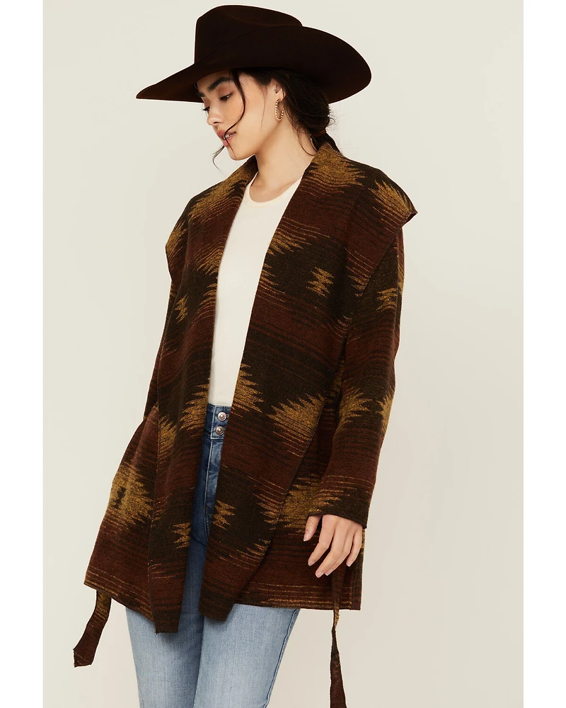 Cripple Creek Women's Southwestern Print Hooded Wrap Jacket