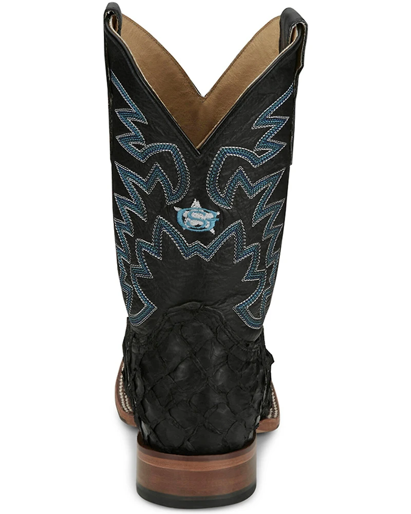 Justin Men's Ocean Front Exotic Pirarucu Western Boots - Broad Square Toe