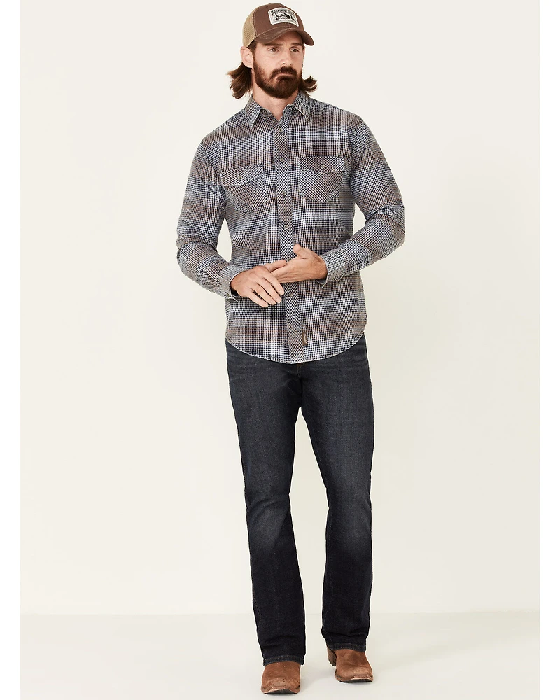 Wrangler Retro Men's Premium Check Plaid Button Down Western Shirt