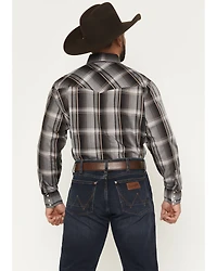 Ely Walker Men's Plaid Print Long Sleeve Pearl Snap Western Shirt