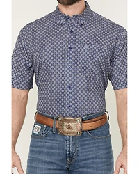 Cinch Men's Floral Geo Print Short Sleeve Button-Down Performance Stretch Western Shirt