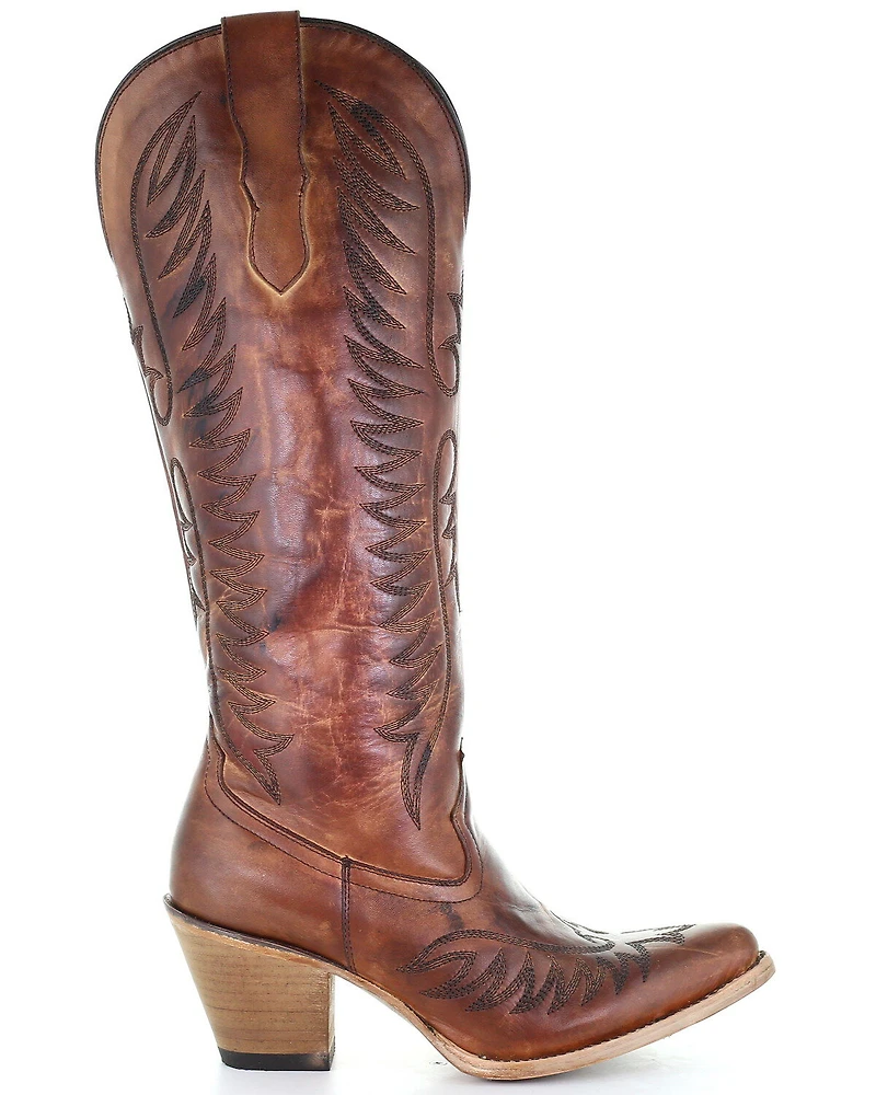 Corral Women's Cognac Embroidery Western Boots - Medium Toe