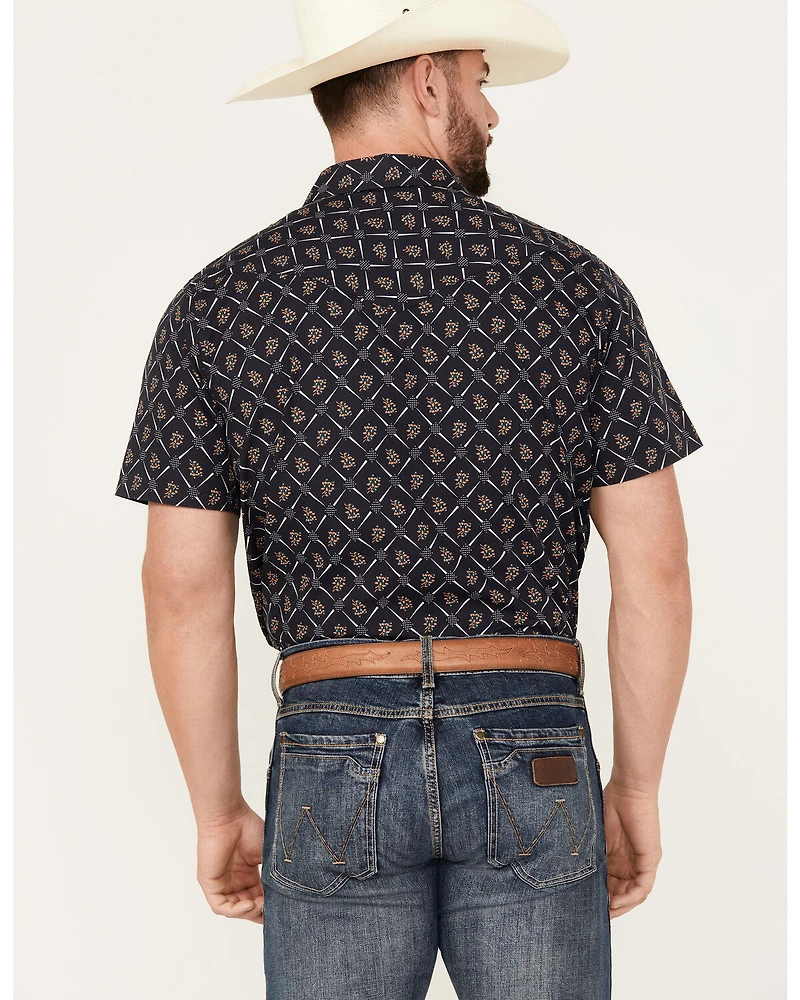 Gibson Trading Co Men's Floral Geo Print Short Sleeve Snap Shirt