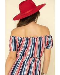Rock & Roll Denim Women's Stripe Off The Shoulder Mini Dress