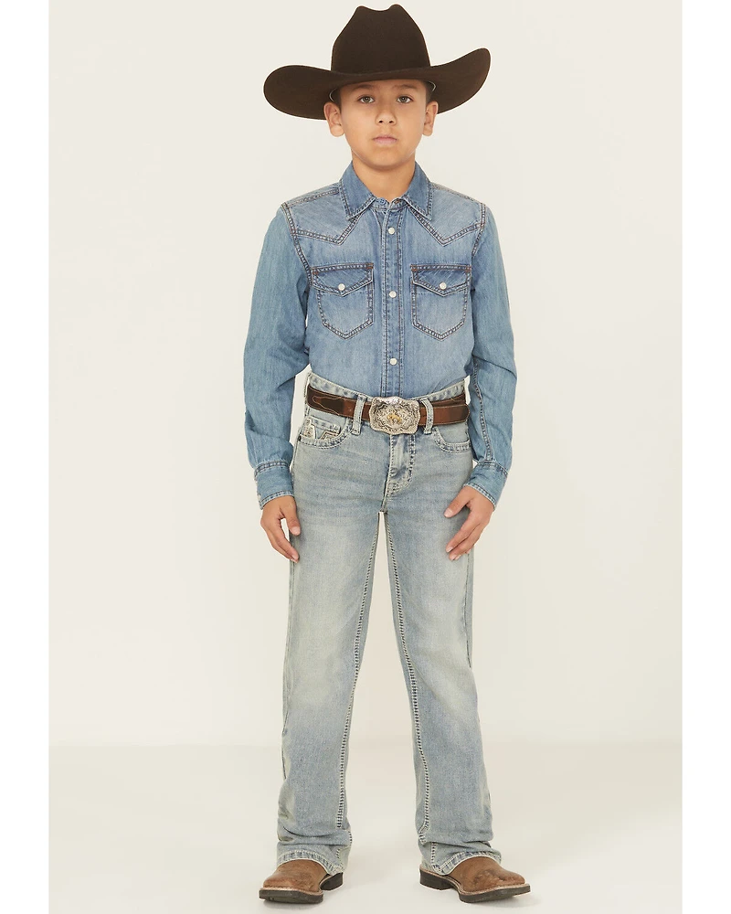 Rock & Roll Denim Boys' Light Wash Bootcut Stretch Jeans