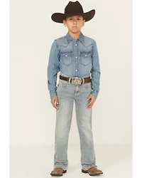 Rock & Roll Denim Boys' Light Wash Bootcut Stretch Jeans