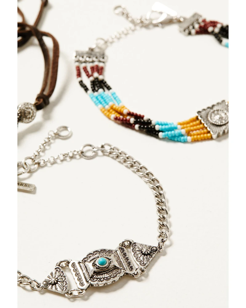 Shyanne Women's Frontier Antique Silver Bracelet Set - 3 Piece