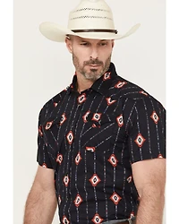 Panhandle Men's Geo Print Short Sleeve Snap Western Shirt