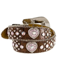 Nocona Girls' Croc Print Heart Belt