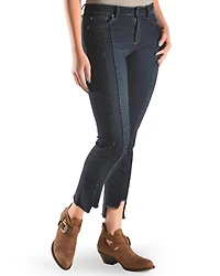 Tractr Women's Front Fray Panel Step Hem Jeans