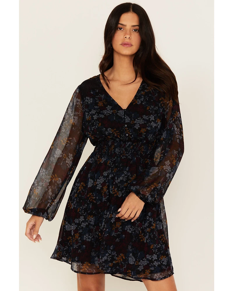 Shyanne Women's Floral Print Long Sleeve Mini Dress