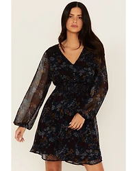 Shyanne Women's Floral Print Long Sleeve Mini Dress